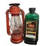 Red Metal Lanterns with Fuel Bottles