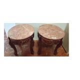 Marble Top Carved Wood Tables, 20x26x