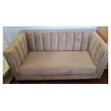 60-Inch Beige Upholstered Loveseat