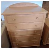 Five-Drawer Light Wood Dresser, 36x19x51