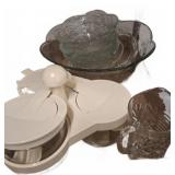 Glass Serving Bowls and Condiment Set