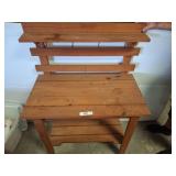 Wood Potting Bench with Shelf and Hooks, 35x