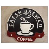 Fresh Brewed Coffee Metal Sign