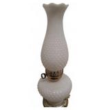 White Hobnail Glass Table Lamp