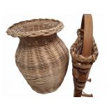 Woven Basket Lot, Large Vessel and Handled C4