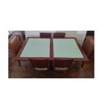 Glass Top Dining Table with Six Chairs, 72x44