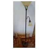 70in Floor Lamp With Two Wooden Racks