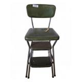 Green Vinyl Step Stool Chair with Chrome Legs
