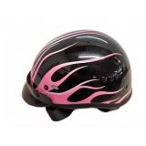 Outlaw Black Helmet with Pink Flames