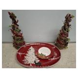 Fitz and Floyd Holiday Platter Set with Decor