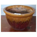 17in Brown and Red Glazed Ceramic Planter