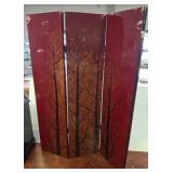 Three-Panel Red Lacquer Room Divider, 19x81"