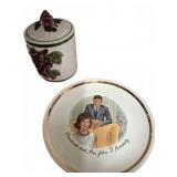 Kennedy Plate & Embossed Grape Biscuit Jar