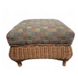 Wicker Ottoman with Patterned Cushion