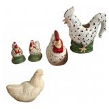 Ceramic Hen and Chicken Figurine Lot