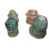 Four Glass Electrical Insulators