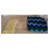 Crocheted Afghans and Embroidered Linen Group