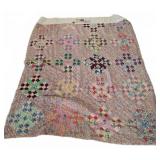Multi-Color Patchwork Quilt with Floral Back