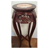 Carved Wood and Marble Pedestal Stand, 11x36