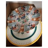 ARITA Imari Fan Plate & Spongal Pottery Plate