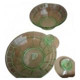 Green Glass Bowls and Candlestick Hold