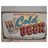 Cold Beer Always On Tap Metal Sign 24"ï¿½15"