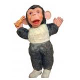 Vintage Plush Monkey Doll with Vinyl Face