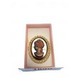 Cameo Brooch with Gold-Tone Filigree Frame