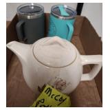 McCoy Flower Pattern Teapot and Two Mugs
