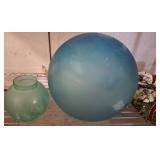 Frosted Blue and Green Glass Globes