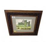 Framed Castle Landscape Artwork, 28x25 Inches