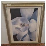 Framed White Flower Print Artwork