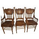 3 Carved Oak Armchairs