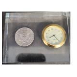 Kennedy Half Dollar & Quartz Desk Clock Set