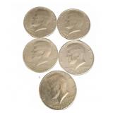 Five 1976 Kennedy Bicentennial Half Dollars