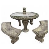 Concrete Garden Table with 3 Benches, 42x30