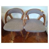 Wood and Gray Upholstered Chairs, 20"