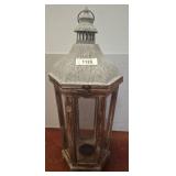 Wood and Metal Lantern, 24 Inches Tall