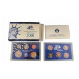 2001 U.S. Mint Proof Coin Set with COA
