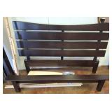 Dark Wood Slat Panel Bed Frame Set