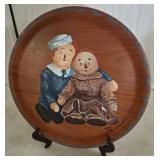 Hand-Painted Wooden Plate Signed Lynn 