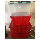 Sterilite Storage Bin and Red Crates Lot
