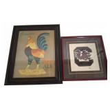 Framed Gamecock Ale Print and Needlework