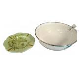 Italian Ceramic Plate and Green-Trimmed Bowl
