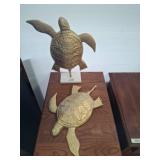18in Metal Turtle Figures on Stand