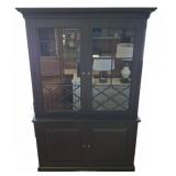 Black Wood and Glass China Cabinet, 54x17x86