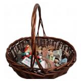 Wicker Basket With Assorted Small Collectible