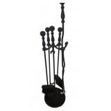 Black Metal Fireplace Tool Set with Stand