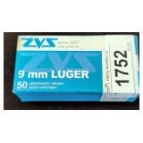 ZVS 9mm Luger FMJ 124grs 50 Rounds