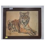 Framed Tiger Artwork, 31x25 Inches